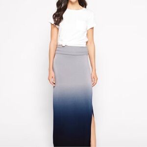 NWT Splendid XL Blue Gray to Black Ombre Gradient Maxi Skirt Foldover Waist